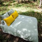 Housse de Couette en Lin Lavé Vert Tilleul