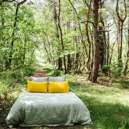Housse de Couette en Lin Lavé Vert Tilleul