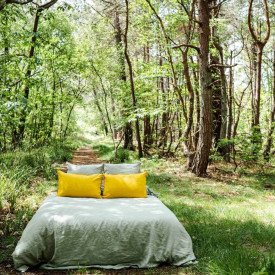 Housse de Couette en Lin Lavé Vert Tilleul