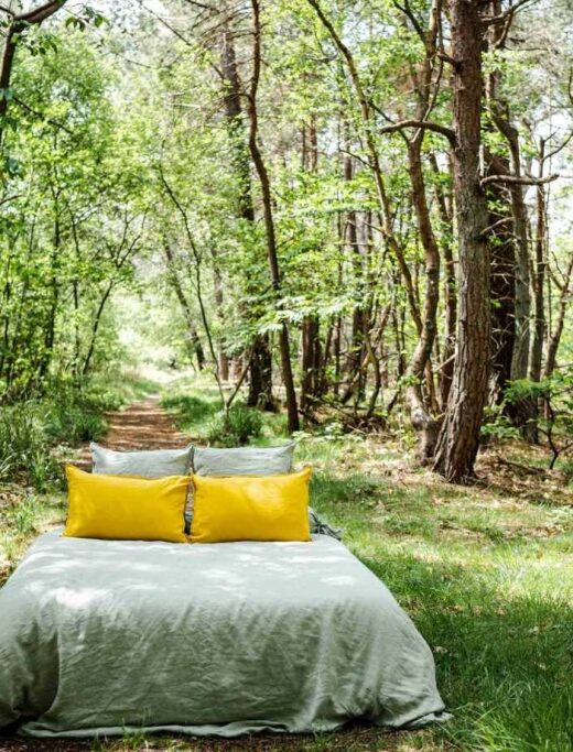 Housse de Couette en Lin Lavé Vert Tilleul