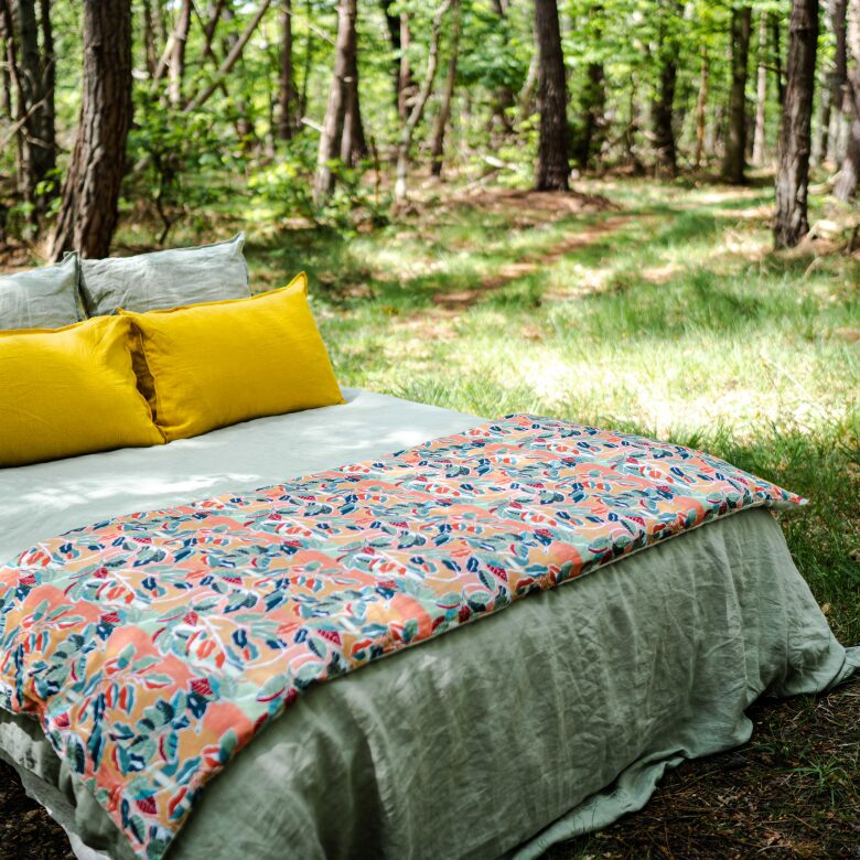 Housse de Couette en Lin Lavé Vert Tilleul - Embrin