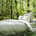 Housse de Couette en Lin Lavé Vert Tilleul Bicolore