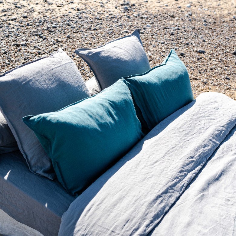 Drap Plat en Lin Lavé Gris Brume - Embrin