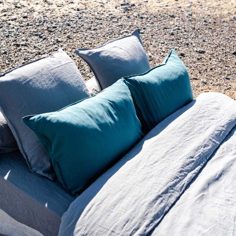 Drap Plat en Lin Lavé Gris Brume - Embrin