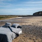 Drap Plat en Lin Lavé Gris Brume