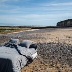 Drap Housse en Lin Lavé Gris Brume