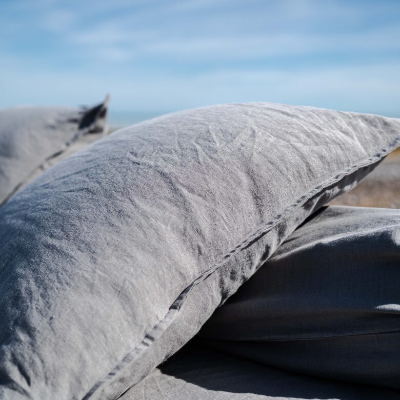 Drap Housse en Lin Lavé Gris Brume - Embrin