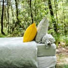 Drap Housse en Lin Lavé Vert Tilleul