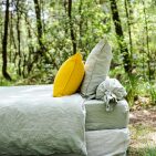 Drap Housse en Lin Lavé Vert Tilleul