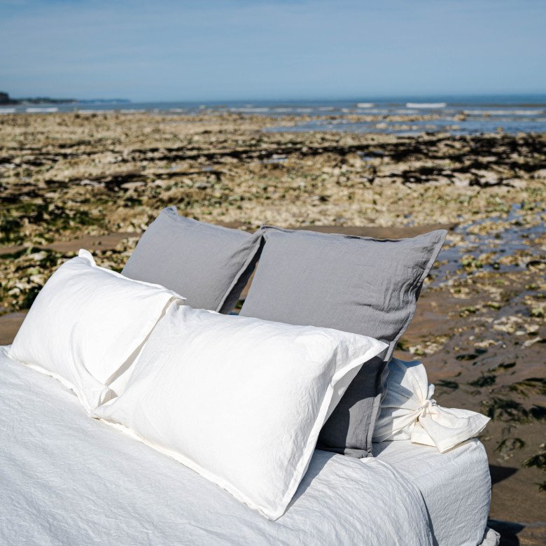 Taie d'Oreiller en Lin Lavé Gris Brume - Embrin