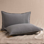 Taie d'Oreiller en Lin Lavé Gris Brume