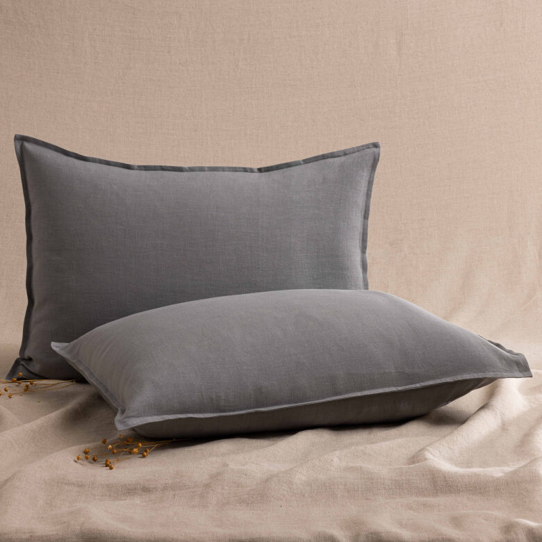 Taie d'Oreiller en Lin Lavé Gris Brume - Embrin