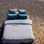 Taie d'Oreiller en Lin Lavé Gris Brume