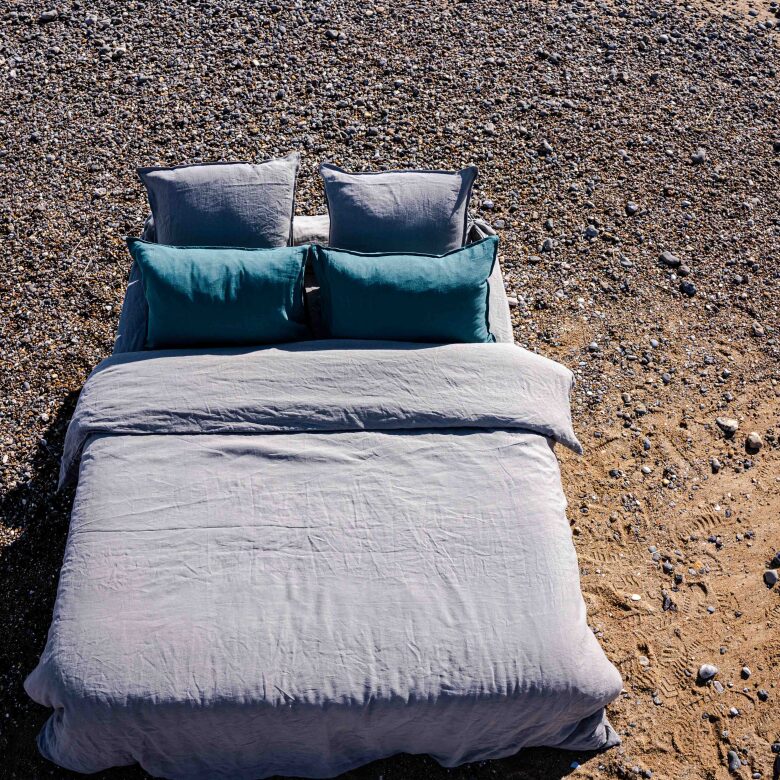 Taie d'Oreiller en Lin Lavé Gris Brume - Embrin