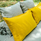 Taie d'Oreiller en Lin Lavé Vert Tilleul