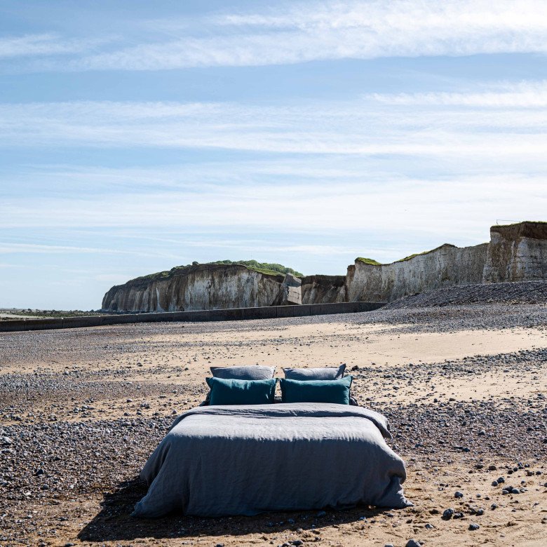 Taie de Traversin en Lin Lavé Gris Brume - Embrin