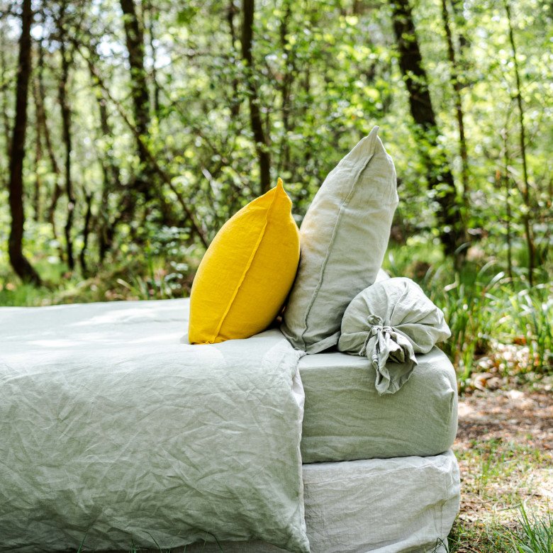 Taie de Traversin en Lin Lavé Vert Tilleul - Embrin