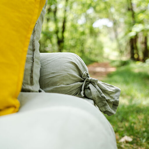 Taie de Traversin en Lin Lavé Vert Tilleul