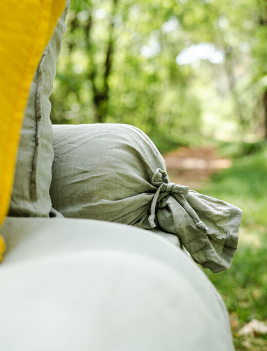 Taie de Traversin en Lin Lavé Vert Tilleul