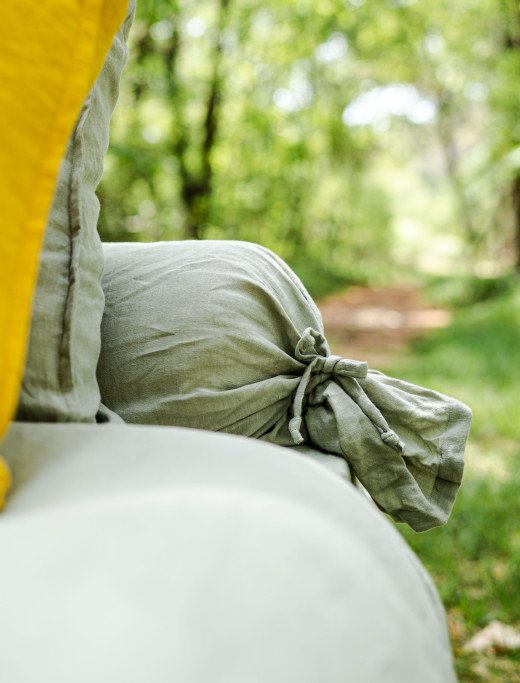 Taie de Traversin en Lin Lavé Vert Tilleul