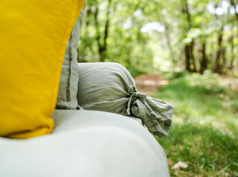 Taie de Traversin en Lin Lavé Vert Tilleul