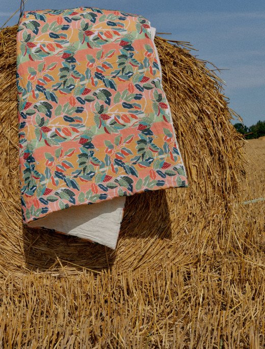 Courtepointe en Lin Lavé Balade sous la Hêtraie