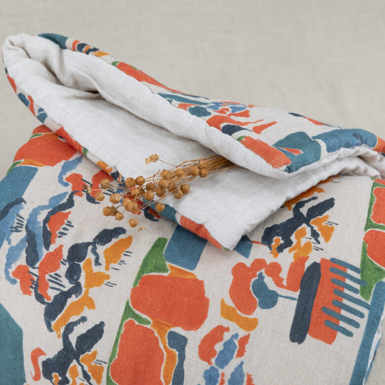 Courtepointe en Lin Lavé Crépuscule sur les Falaises - Embrin