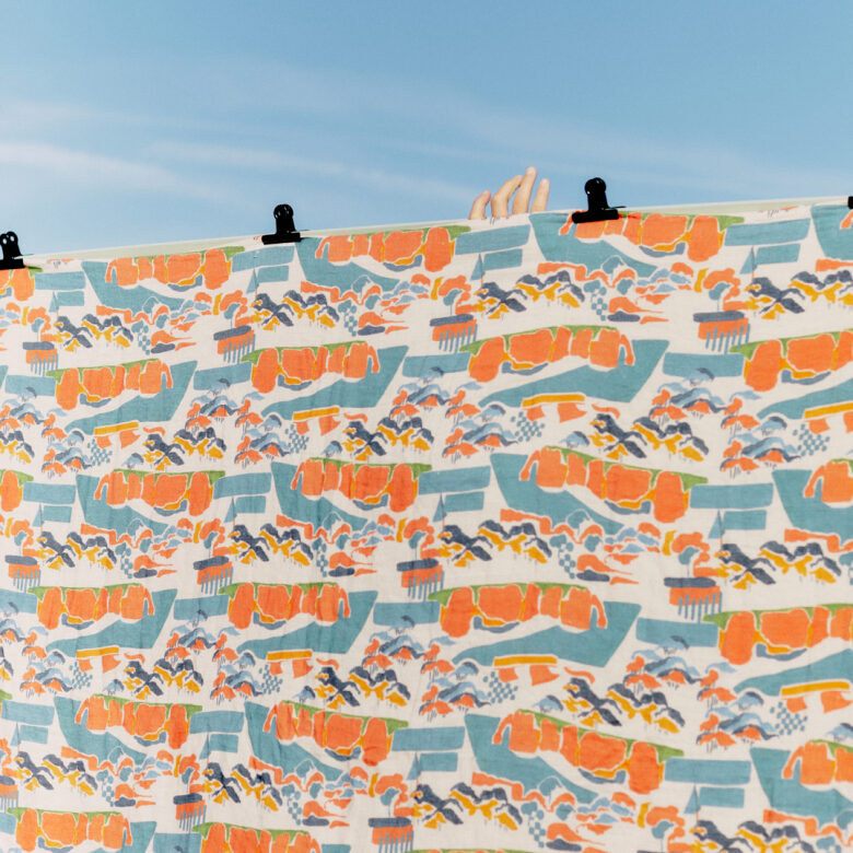 Courtepointe en Lin Lavé Crépuscule sur les Falaises - Embrin