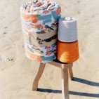 Courtepointe en Lin Lavé Crépuscule sur les Falaises