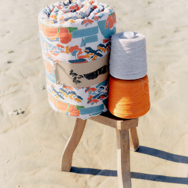 Courtepointe en Lin Lavé Crépuscule sur les Falaises - Embrin