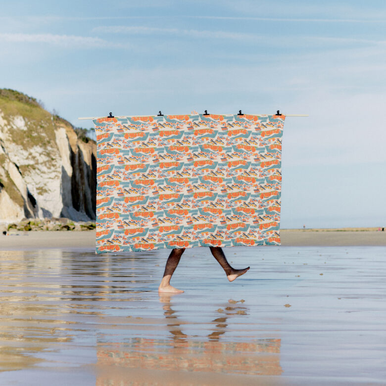 Courtepointe en Lin Lavé Crépuscule sur les Falaises - Embrin