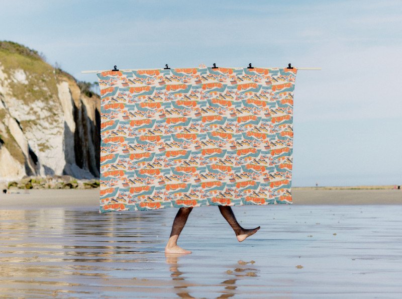 Courtepointe en Lin Lavé Crépuscule sur les Falaises