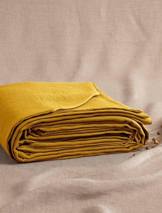 Housse de Couette en Lin Lavé Safran