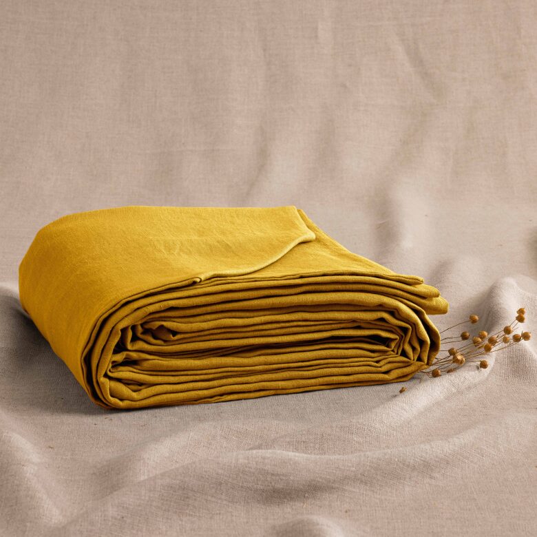 Housse de Couette en Lin Lavé Safran - Embrin