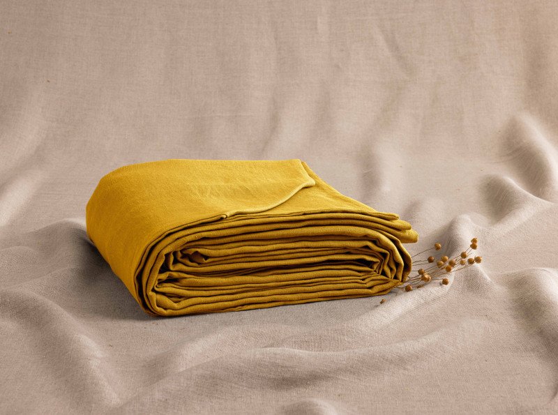 Housse de Couette en Lin Lavé Safran