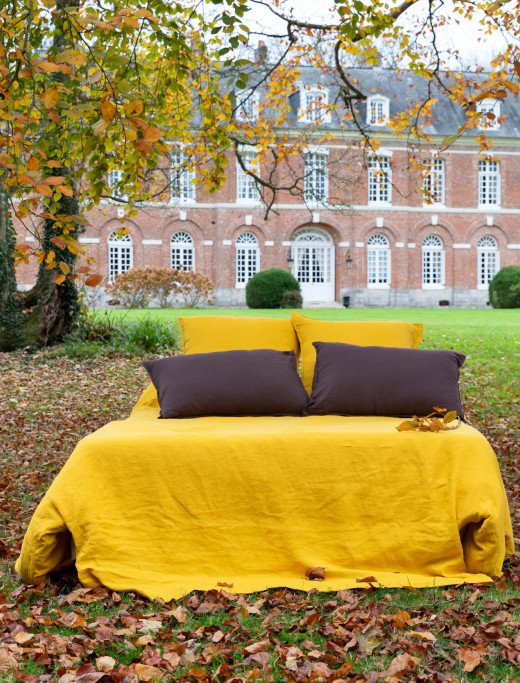 Housse de Couette en Lin Lavé Safran