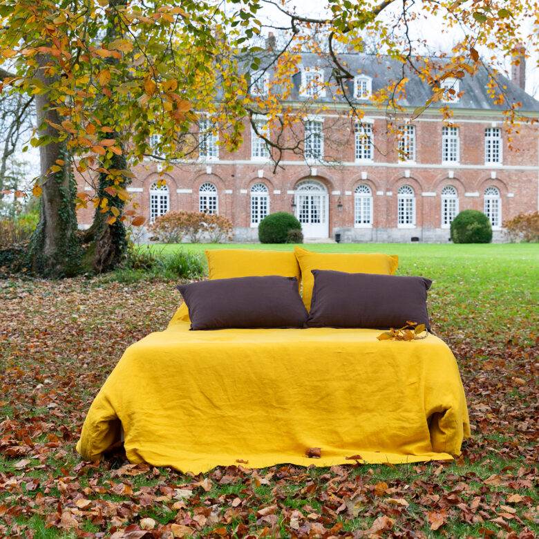 Housse de Couette en Lin Lavé Safran - Embrin