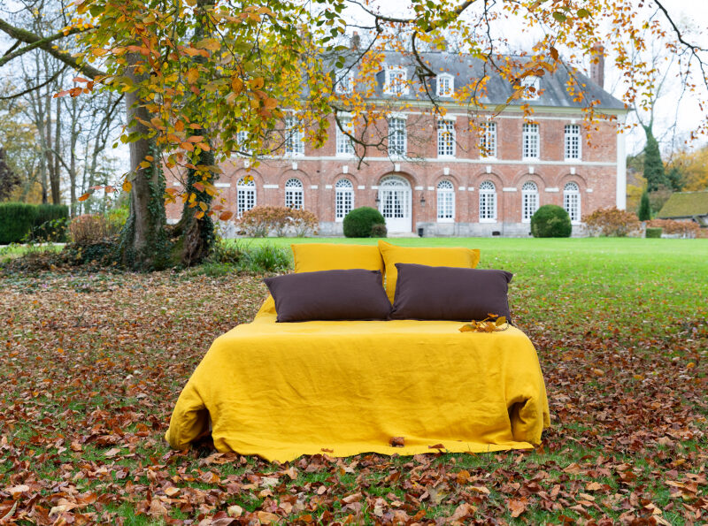 Housse de Couette en Lin Lavé Safran