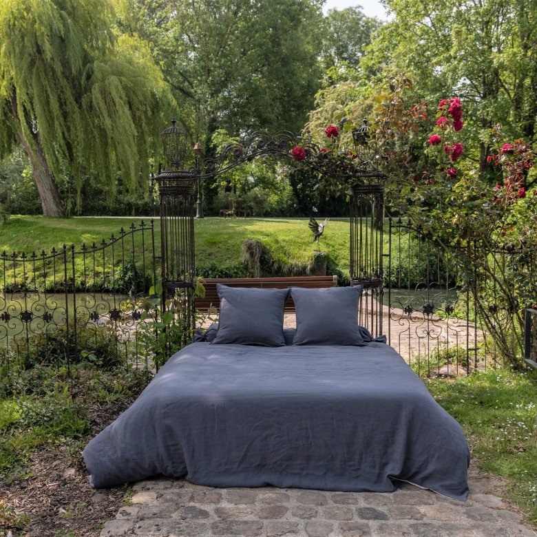 Housse de Couette en Lin Lavé Gris Silex - Embrin