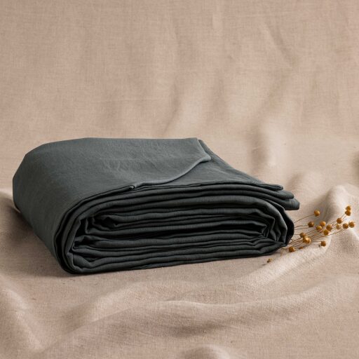 Housse de Couette en Lin Lavé Gris Silex