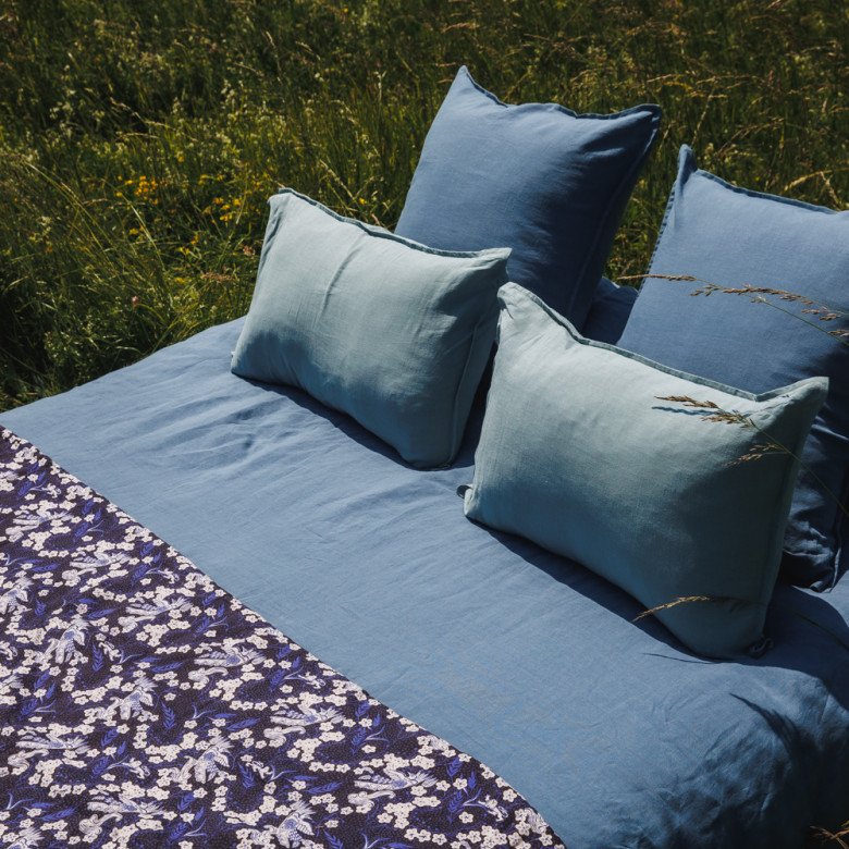 Housse de Couette en Lin Lavé Bleu Ardoise - Embrin