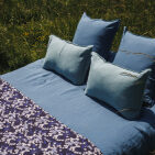 Housse de Couette en Lin Lavé Bleu Ardoise