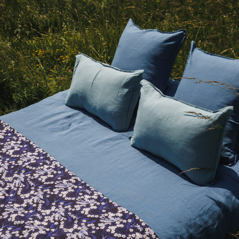 Housse de Couette en Lin Lavé Bleu Ardoise - Embrin