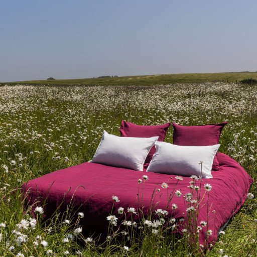 Housse de Couette en Lin Lavé Rose Bruyère