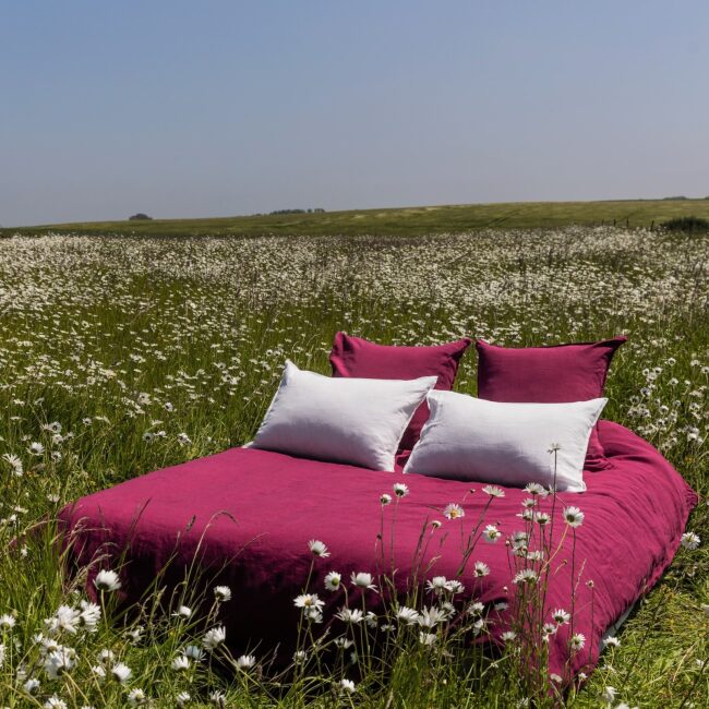 Housse de Couette en Lin Lavé Rose Bruyère