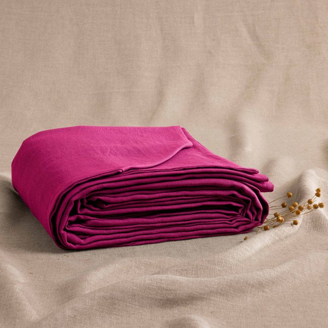 Housse de Couette en Lin Lavé Rose Bruyère