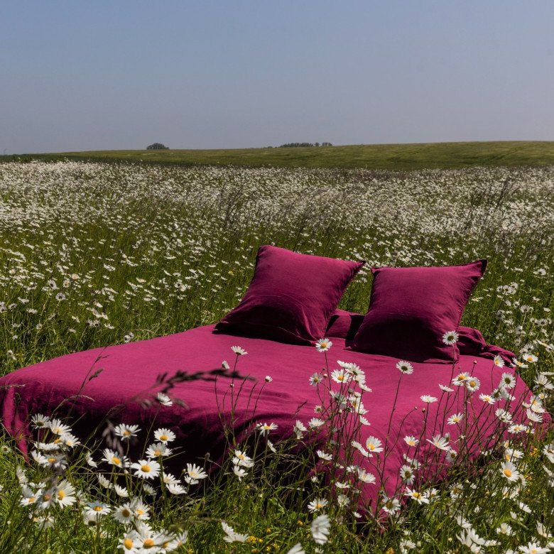 Housse de Couette en Lin Lavé Rose Bruyère - Embrin