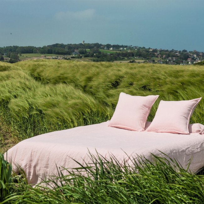 Housse de Couette en Lin Lavé Pétale de Rose