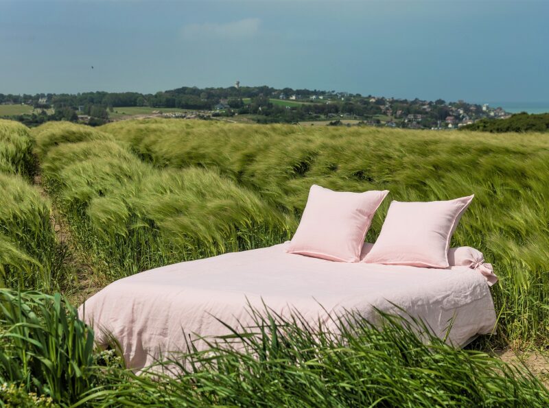Housse de Couette en Lin Lavé Pétale de Rose