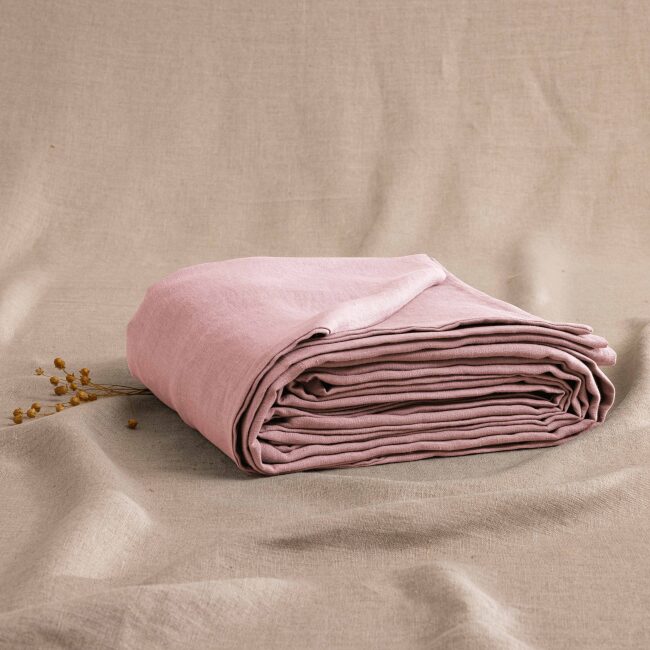Housse de Couette en Lin Lavé Pétale de Rose